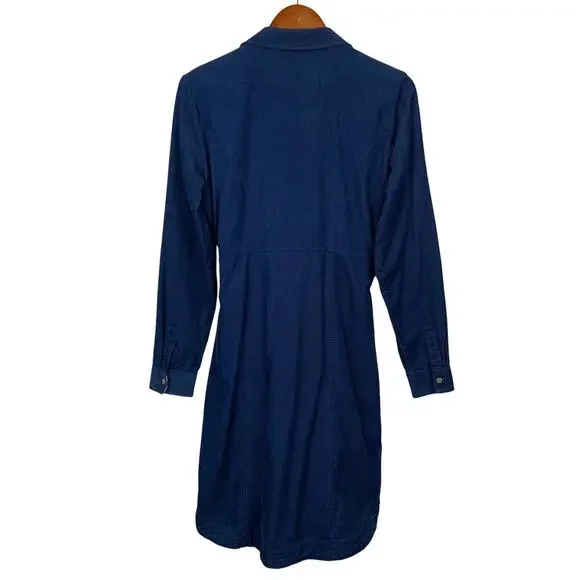 Maeve Anthropologie Winchester Shirt Dress Blue Corduroy Tie Front Women's 8 - Picture 5 of 11
